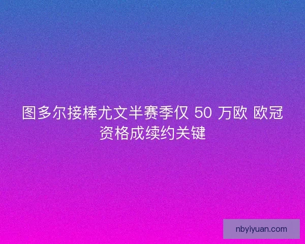 图多尔接棒尤文半赛季仅 50 万欧 欧冠资格成续约关键