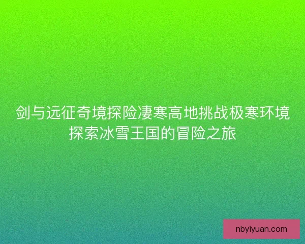 剑与远征奇境探险凄寒高地挑战极寒环境探索冰雪王国的冒险之旅